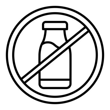 Tek kullanımlık plastik çizgi simgesi, Basit Siyah ve Beyaz Vektör İllüstrasyonu