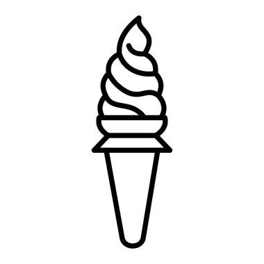 Dondurma Simgesi, Basit Siyah ve Beyaz Vektör İllüstrasyonu