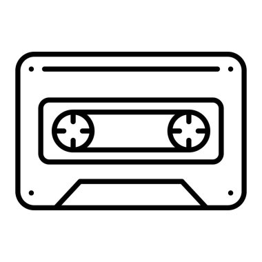 Kaset Simgesi, Basit Siyah ve Beyaz Vektör İllüstrasyonu