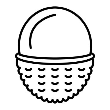 Lychee Simgesi, Basit Siyah ve Beyaz Vektör İllüstrasyonu