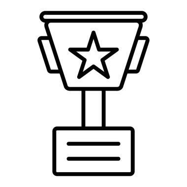 Ödül Simgesi, Basit Siyah ve Beyaz Vektör İllüstrasyonu