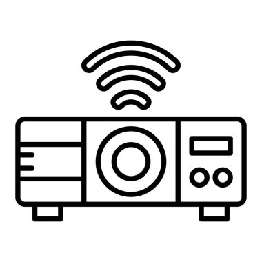 Projektör Simgesi, Basit Siyah ve Beyaz Vektör İllüstrasyonu