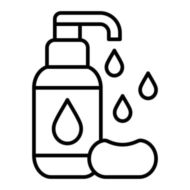 Sabun Simgesi, Basit Siyah ve Beyaz Vektör İllüstrasyonu