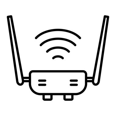 Modem Simgesi, Basit Siyah ve Beyaz Vektör İllüstrasyonu