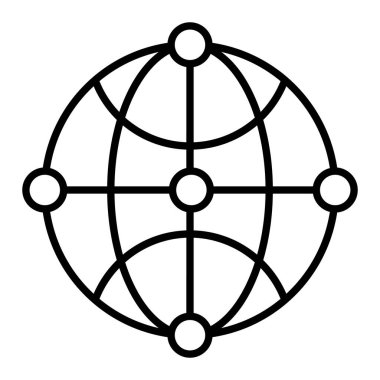 Dünya çapında Simge, Basit Siyah ve Beyaz Vektör İllüstrasyonu