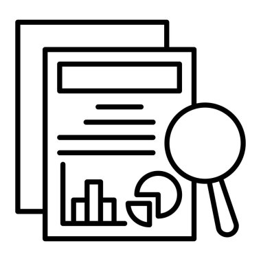 Araştırma Simgesi, Basit Siyah ve Beyaz Vektör İllüstrasyonu