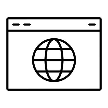 Tarayıcı Simgesi, Basit Siyah ve Beyaz Vektör İllüstrasyonu