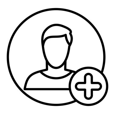 Arkadaş Simgesi Ekle, Basit Siyah ve Beyaz Vektör İllüstrasyonu