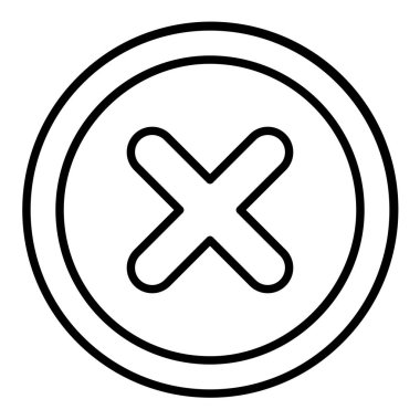 Çapraz çizgi simgesi, basit siyah ve beyaz vektör çizimi