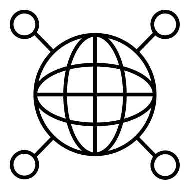 İnternet Simgesi, Basit Siyah ve Beyaz Vektör İllüstrasyonu