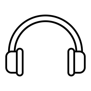 Kulaklık Simgesi, Basit Siyah ve Beyaz Vektör İllüstrasyonu