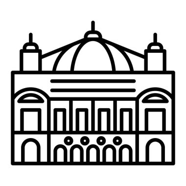 Palais Garnier Simgesi, Basit Siyah ve Beyaz Vektör İllüstrasyonu