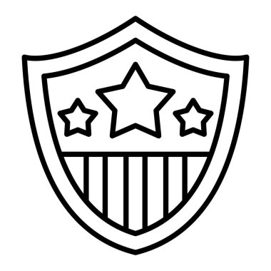 Kalkan Simgesi, Basit Siyah ve Beyaz Vektör İllüstrasyonu