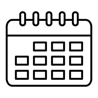 Takvim Simgesi, Basit Siyah ve Beyaz Vektör İllüstrasyonu