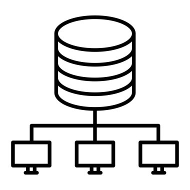 Veri Tabanı Simgesi, Basit Siyah ve Beyaz Vektör İllüstrasyonu