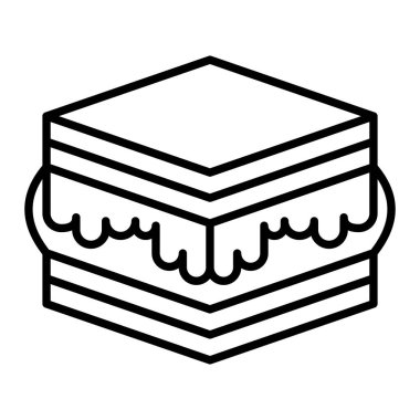 Smore Simgesi, Basit Siyah ve Beyaz Vektör İllüstrasyonu