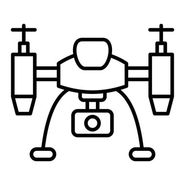 Drone Simgesi, Basit Siyah ve Beyaz Vektör İllüstrasyonu