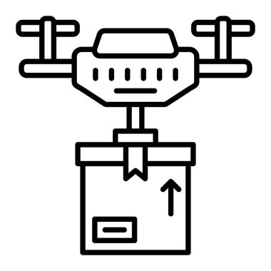 Drone Nakliye Hattı simgesi, Basit Siyah ve Beyaz Vektör İllüstrasyonu