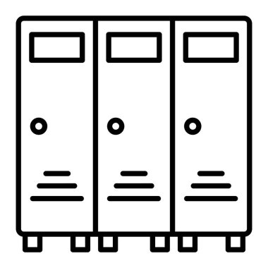 Dolap Simgesi, Basit Siyah ve Beyaz Vektör İllüstrasyonu