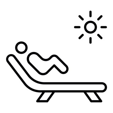 Güneş banyosu simgesi, Basit Siyah ve Beyaz Vektör İllüstrasyonu