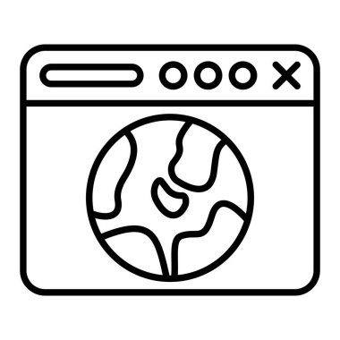 Tarayıcı Simgesi, Basit Siyah ve Beyaz Vektör İllüstrasyonu