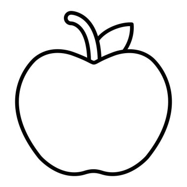 Apple Simgesi, Basit Siyah ve Beyaz Vektör İllüstrasyonu