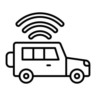 Araba Hareketi Simgesi, Basit Siyah ve Beyaz Vektör İllüstrasyonu