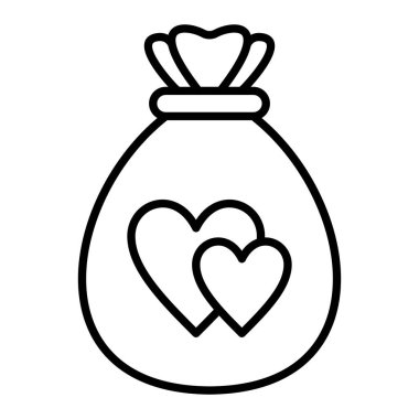 Para Torbası Simgesi, Basit Siyah ve Beyaz Vektör İllüstrasyonu