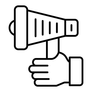 Megafon hattı simgesi, Basit Siyah ve Beyaz Vektör İllüstrasyonu