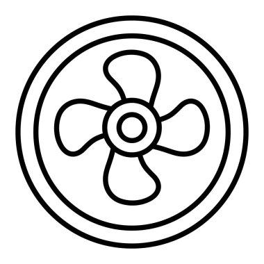 Fan Simgesi, Basit Siyah ve Beyaz Vektör İllüstrasyonu