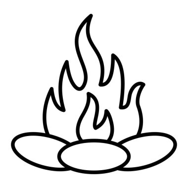 Firepit Simgesi, Basit Siyah ve Beyaz Vektör İllüstrasyonu