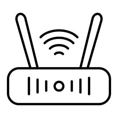 Wifi Router Simgesi, Basit Siyah ve Beyaz Vektör İllüstrasyonu