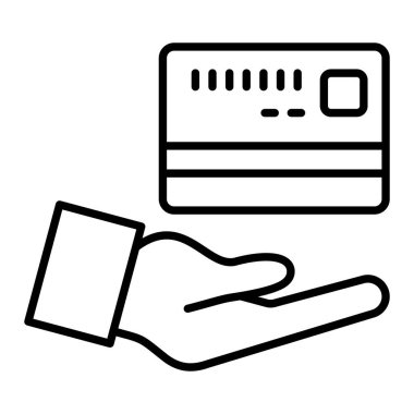 Banka Kartı simgesi, Basit Siyah ve Beyaz Vektör İllüstrasyonu