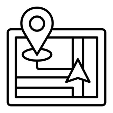 Navigasyon çizgisi simgesi, Basit Siyah ve Beyaz Vektör İllüstrasyonu