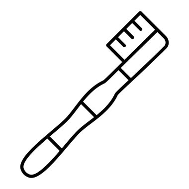 Diş Fırçası Simgesi, Basit Siyah ve Beyaz Vektör İllüstrasyonu