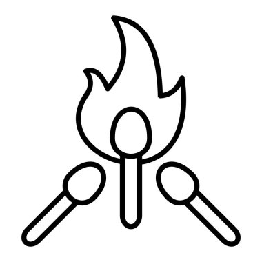 Yanan Simge, Basit Siyah ve Beyaz Vektör İllüstrasyonu