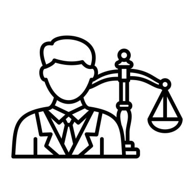Avukat Simgesi, Basit Siyah ve Beyaz Vektör İllüstrasyonu