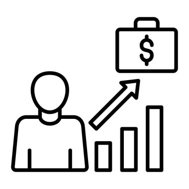 İş Tanıtım Hattı simgesi, Basit Siyah ve Beyaz Vektör İllüstrasyonu