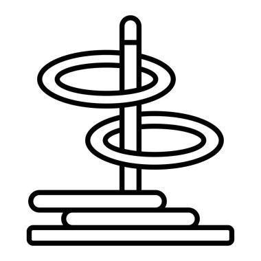 Halka Fırlat Simgesi, Basit Siyah ve Beyaz Vektör İllüstrasyonu