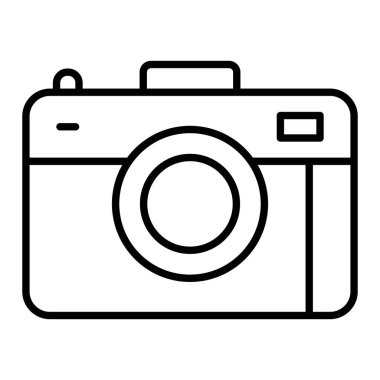 Kamera Simgesi, Basit Siyah ve Beyaz Vektör İllüstrasyonu