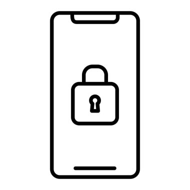 Ekran Kilitli Simge, Basit Siyah ve Beyaz Vektör İllüstrasyonu