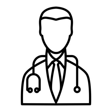 Doktor Simgesi, Basit Siyah ve Beyaz Vektör İllüstrasyonu