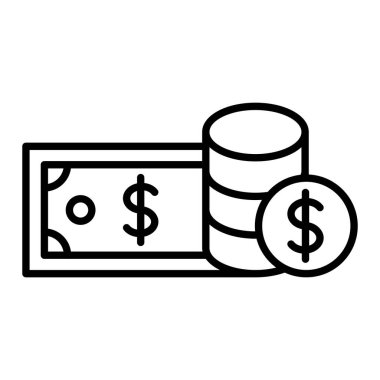Para Simgesi, Basit Siyah ve Beyaz Vektör İllüstrasyonu