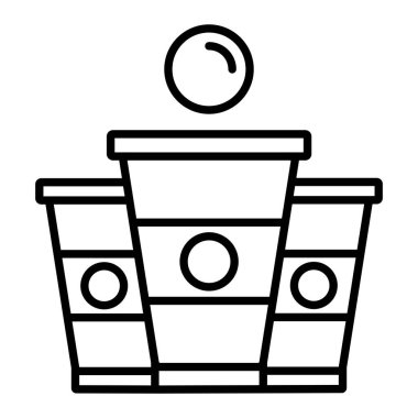Bira Pong Simgesi, Basit Siyah ve Beyaz Vektör İllüstrasyonu