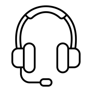 Kulaklık Simgesi, Basit Siyah ve Beyaz Vektör İllüstrasyonu