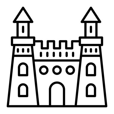 Kum Kalesi Simgesi, Basit Siyah ve Beyaz Vektör İllüstrasyonu