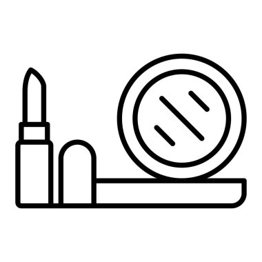 Makyaj Simgesi, Basit Siyah ve Beyaz Vektör İllüstrasyonu