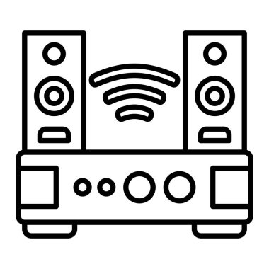 Hifi Simgesi, Basit Siyah ve Beyaz Vektör İllüstrasyonu