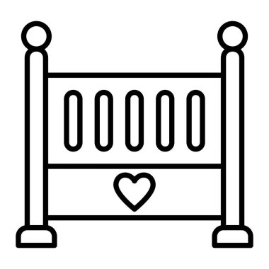 Beşik Simgesi, Basit Siyah ve Beyaz Vektör İllüstrasyonu