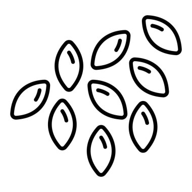 Keten tohumu çizgisi simgesi, Basit Siyah ve Beyaz Vektör İllüstrasyonu